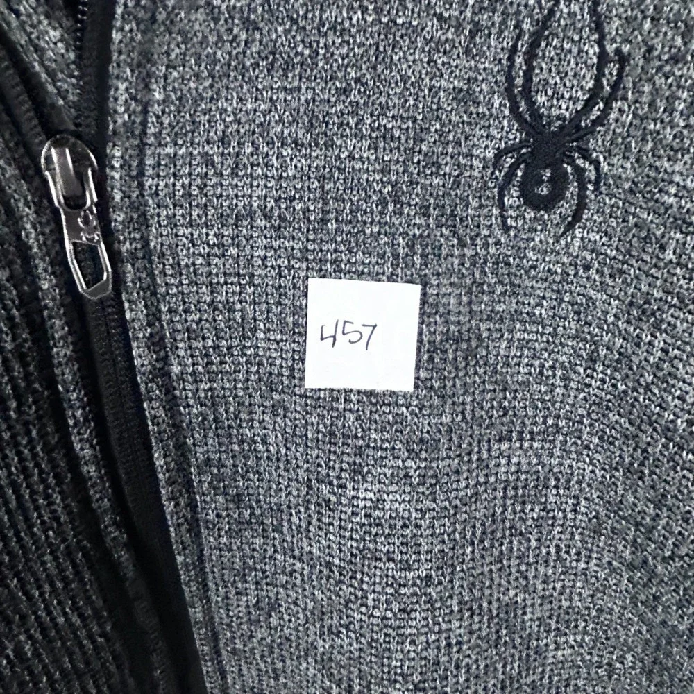 Spyder Mens XXL‎ Grey Heathered Full Zip Fleece Lined Sweater Jacket Mock Neck